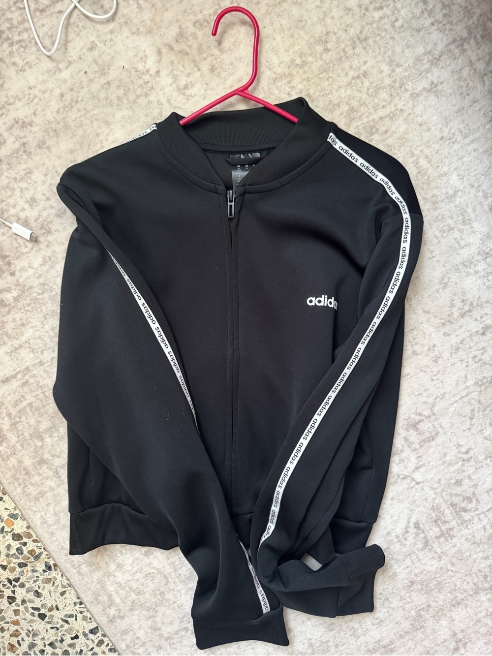 Adidas Originals Women’s Black Track Jacket Crop Top with Logo Tape